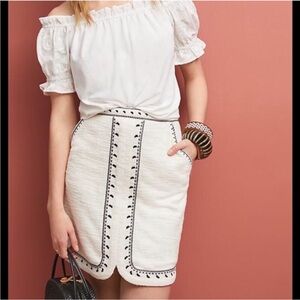 Anthropologie Dolan White Mini Skirt with Black Accents